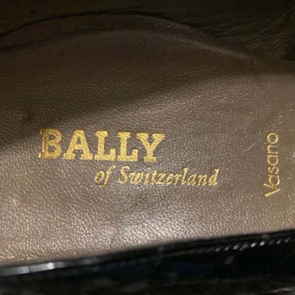 New BALLY * Vasano BLACK CROC Patent LEATHER Block Heel LOAFERS PUMPS * 7.5 / 8 - Picture 7 of 10